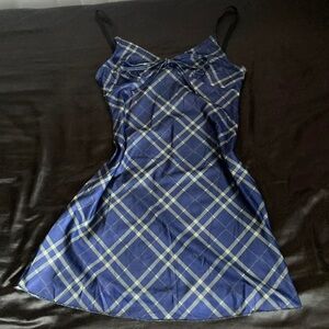 Vintage-Inspired Blue Plaid Mini Dress